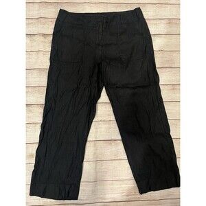 Ann Taylor LOFT Pants Black Linen Blend Chino Pockets Beachy Business Casual 12